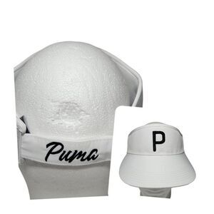 Puma Womens Sun Visor Hat Golf White Black Adjustable High Crown Outdoors NWOT